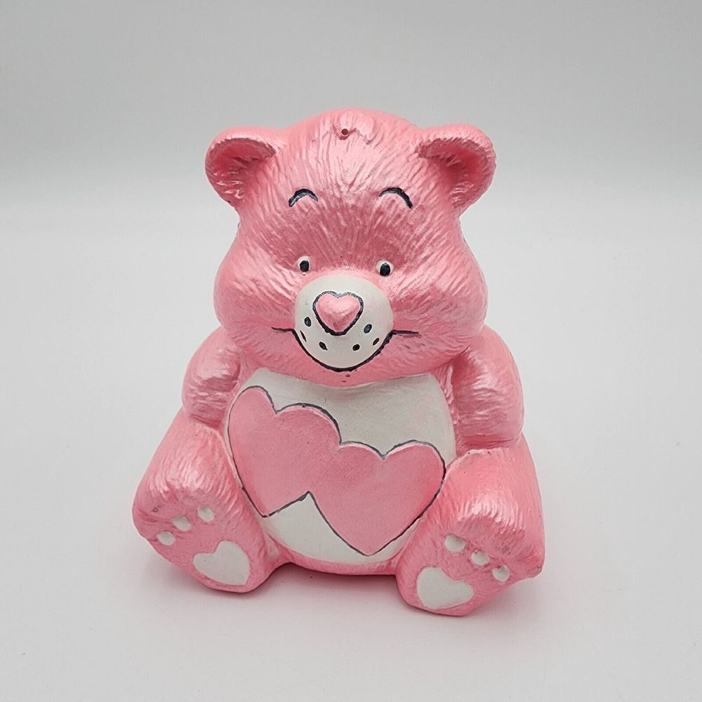 Care Bear Love‎ a Lot Bear Vintage Ceramic 5 in. Coin Piggy Bank Rare Pink